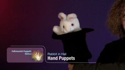 Folkmanis Handpuppe großes Kaninchen im Zylinder Demo