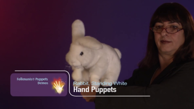 Folkmanis Handpuppe weißer, stehender Hase Demo