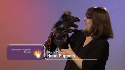 Folkmanis Handpuppe schwarzer Drache Demo