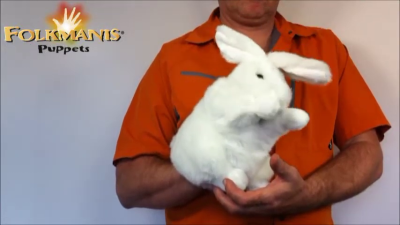 Folkmanis Handpuppe weißer, stehender Hase Demo 2