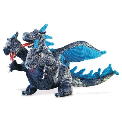 Folkmanis Handpuppe blauer dreiköpfiger Drache