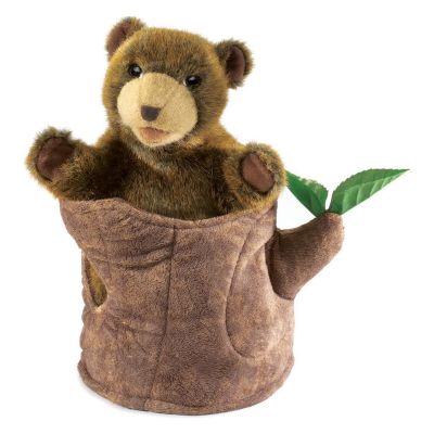 Folkmanis Handpuppe Bär im Baumstumpf