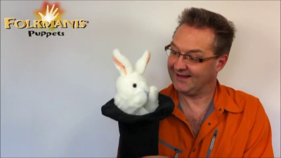 Folkmanis Handpuppe großes Kaninchen im Zylinder Demo 2
