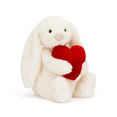 Jellycat Cuddly Toy Bunny - Bashful Red Love Heart Bunny Original (Plush Toy)
